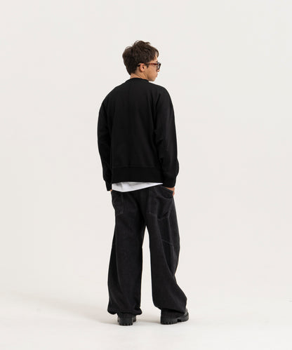 【ブラック】OVER SIZE SWEAT PULLOVER/オーバーサイズスウェットプルオーバー