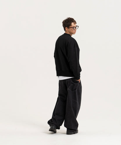 【ブラック】OVER SIZE SWEAT PULLOVER/オーバーサイズスウェットプルオーバー