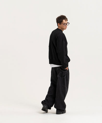 【ブラック】OVER SIZE SWEAT PULLOVER/オーバーサイズスウェットプルオーバー