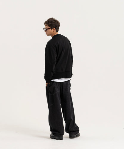 【ブラック】OVER SIZE SWEAT PULLOVER/オーバーサイズスウェットプルオーバー