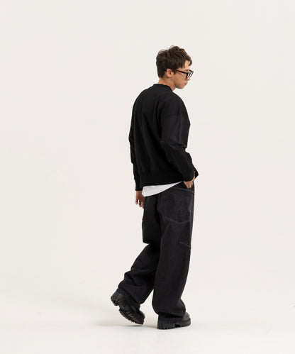 【ブラック】OVER SIZE SWEAT PULLOVER/オーバーサイズスウェットプルオーバー