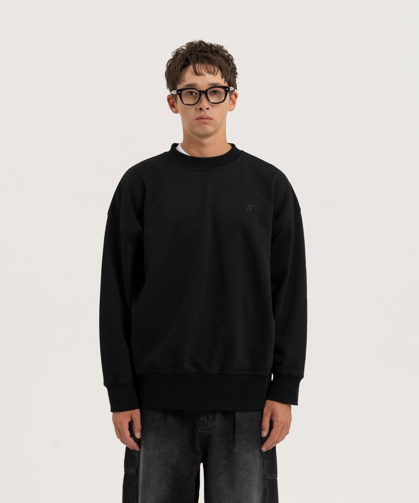 【ブラック】OVER SIZE SWEAT PULLOVER/オーバーサイズスウェットプルオーバー