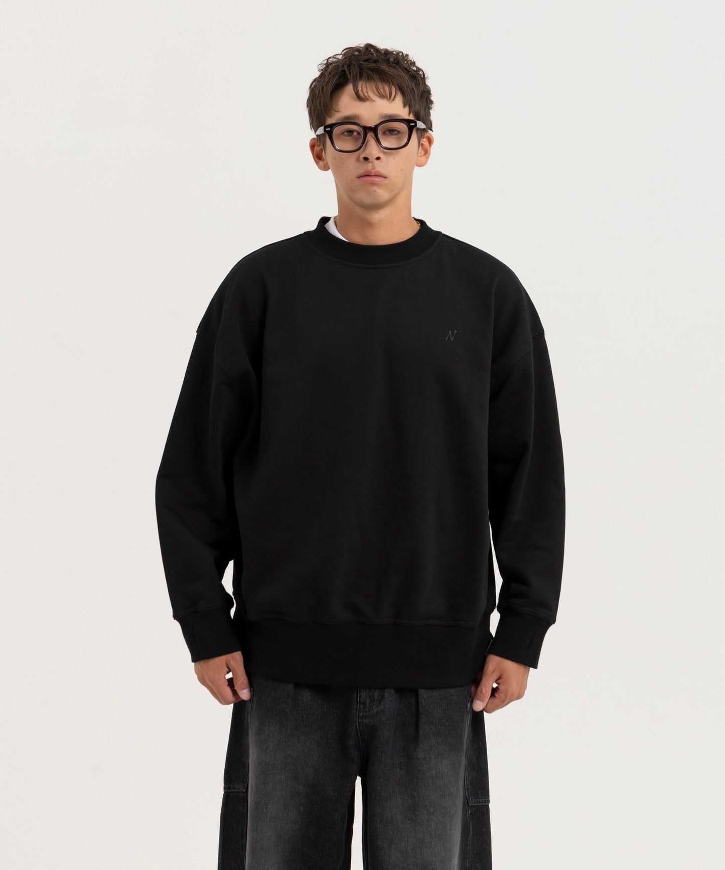 【ブラック】OVER SIZE SWEAT PULLOVER/オーバーサイズスウェットプルオーバー