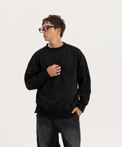 【ブラック】OVER SIZE SWEAT PULLOVER/オーバーサイズスウェットプルオーバー