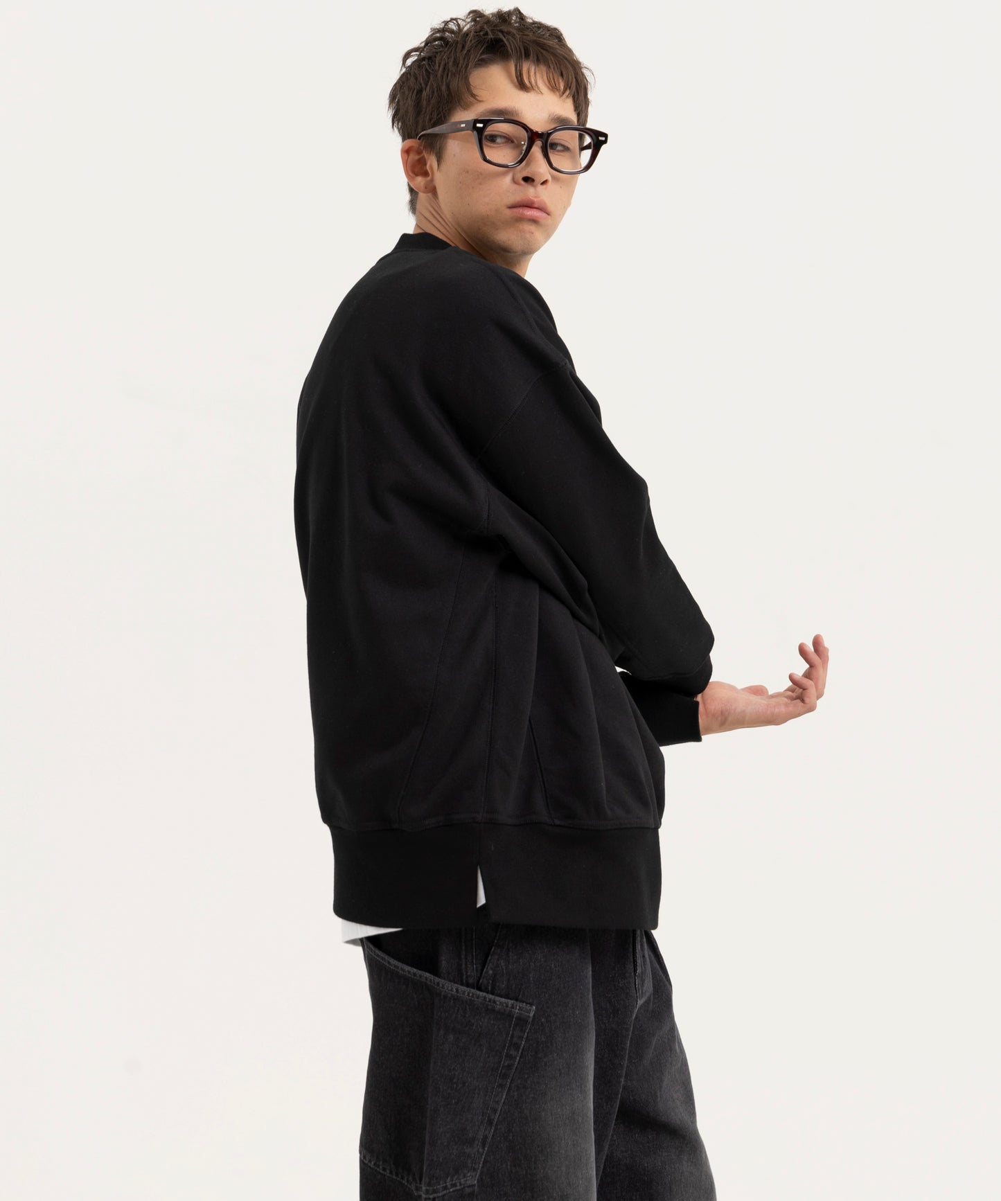 【ブラック】OVER SIZE SWEAT PULLOVER/オーバーサイズスウェットプルオーバー