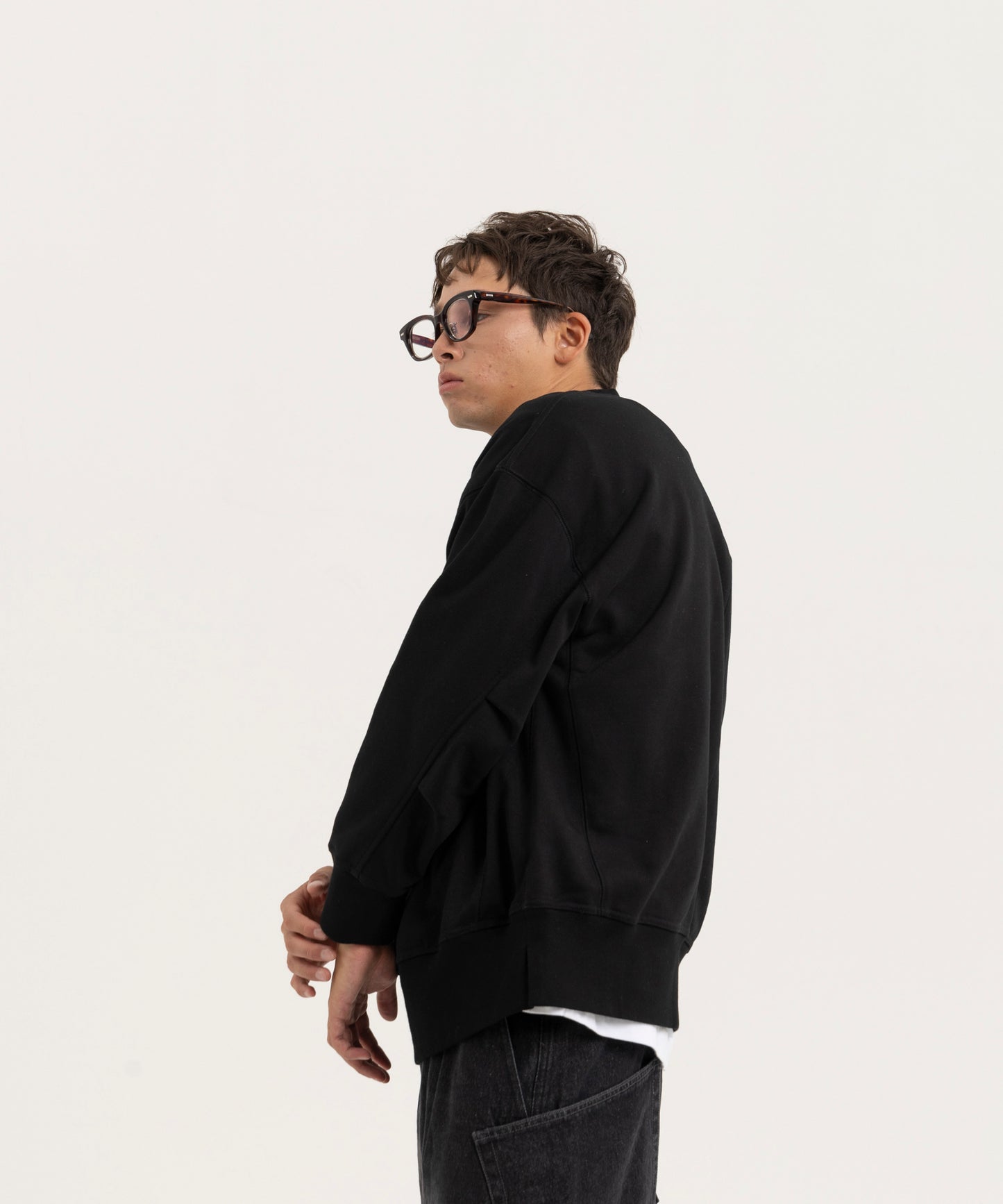 【ブラック】OVER SIZE SWEAT PULLOVER/オーバーサイズスウェットプルオーバー