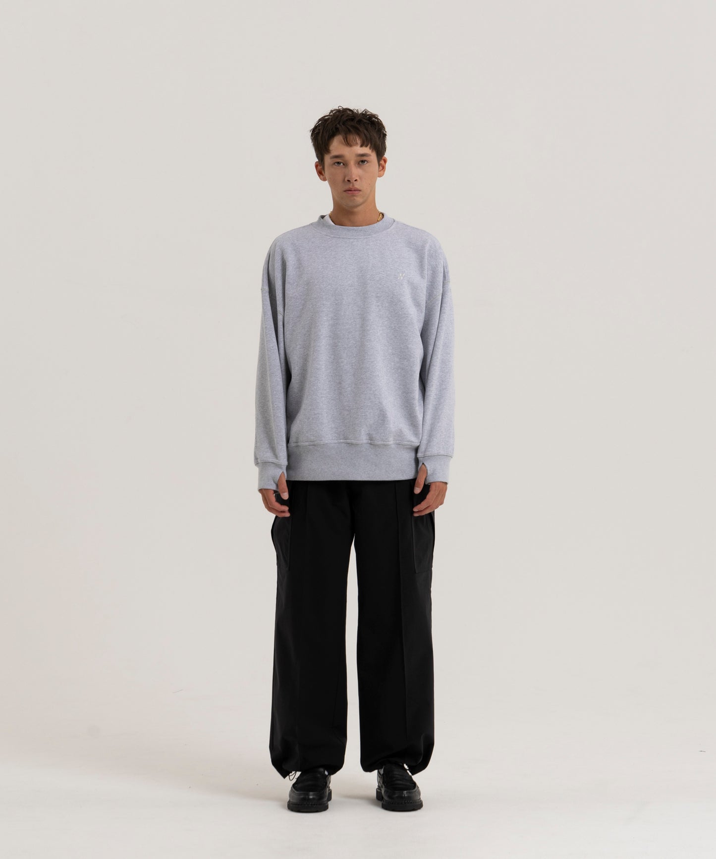 【グレー】OVER SIZE SWEAT PULLOVER/オーバーサイズスウェットプルオーバー