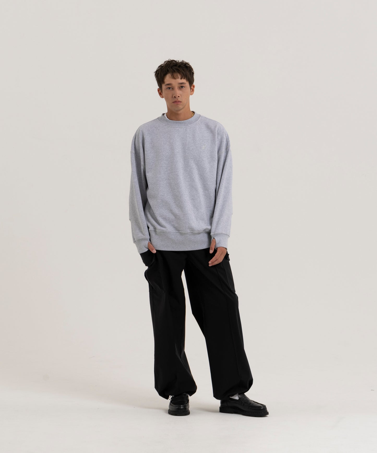 【グレー】OVER SIZE SWEAT PULLOVER/オーバーサイズスウェットプルオーバー