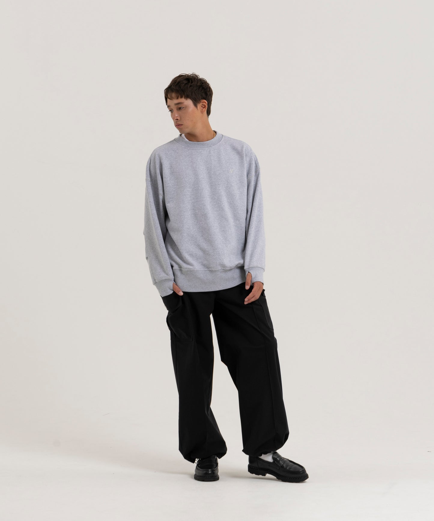 【グレー】OVER SIZE SWEAT PULLOVER/オーバーサイズスウェットプルオーバー