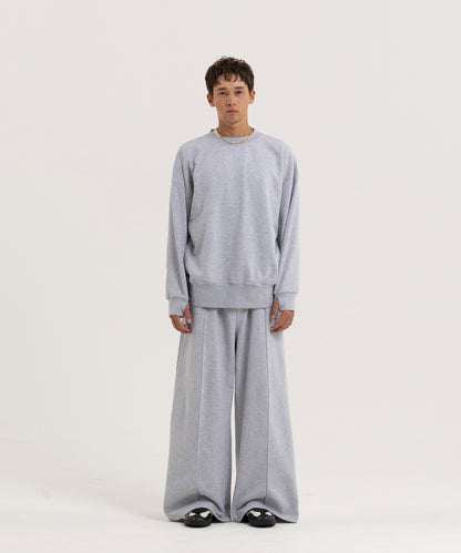 【グレー】PIN TUCK SWEAT WIDE PANTS/ピンタックスウェットワイドパンツ