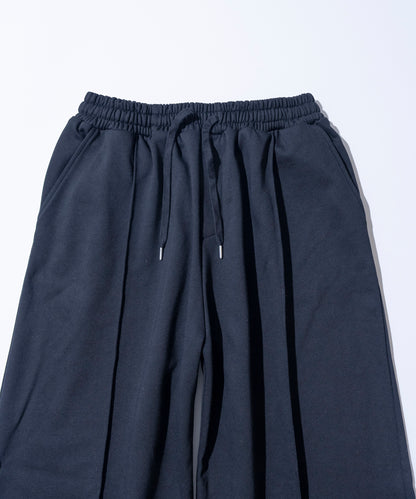 【ブラック】PIN TUCK SWEAT WIDE PANTS/ピンタックスウェットワイドパンツ