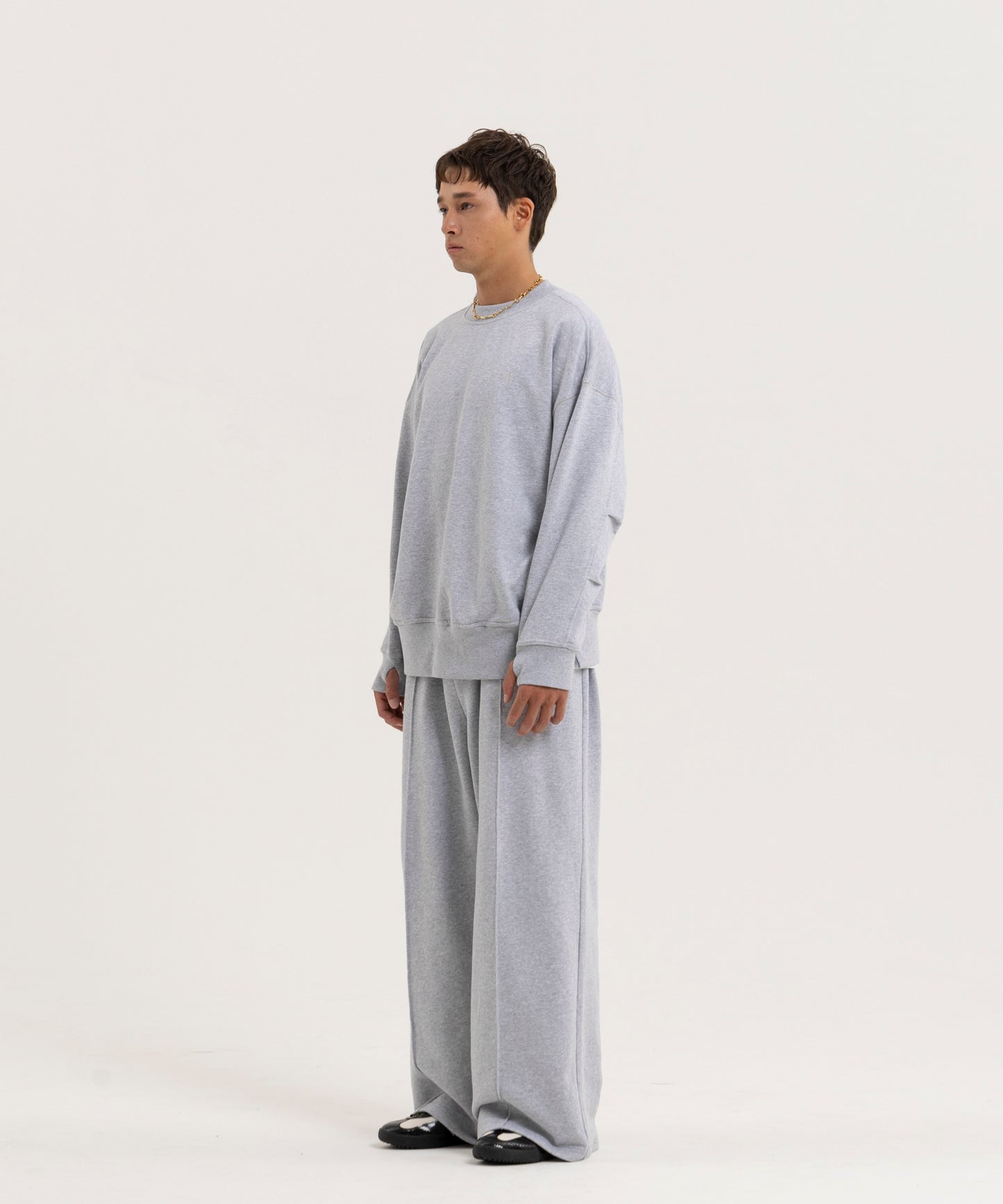 【グレー】PIN TUCK SWEAT WIDE PANTS/ピンタックスウェットワイドパンツ