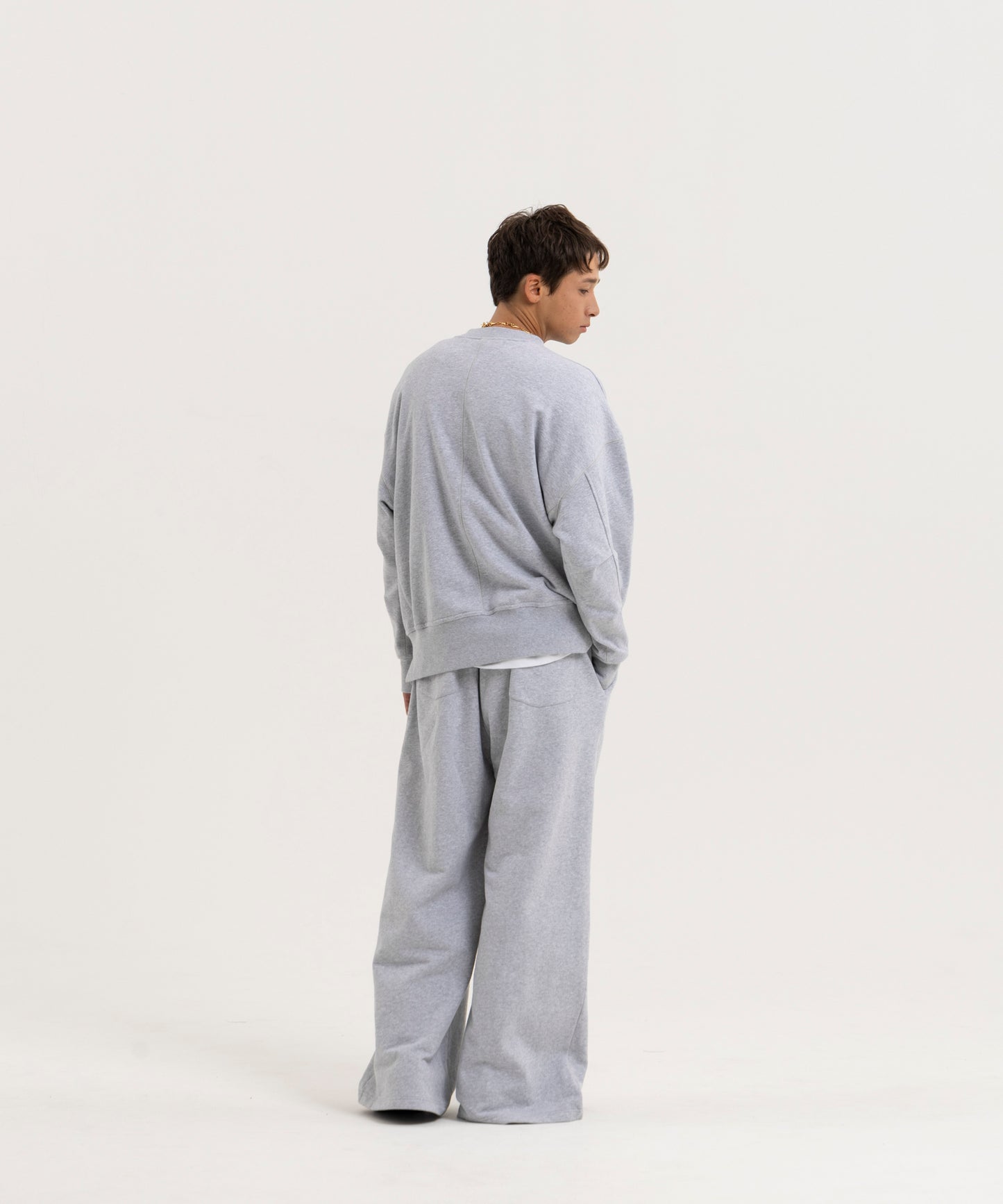 【グレー】PIN TUCK SWEAT WIDE PANTS/ピンタックスウェットワイドパンツ