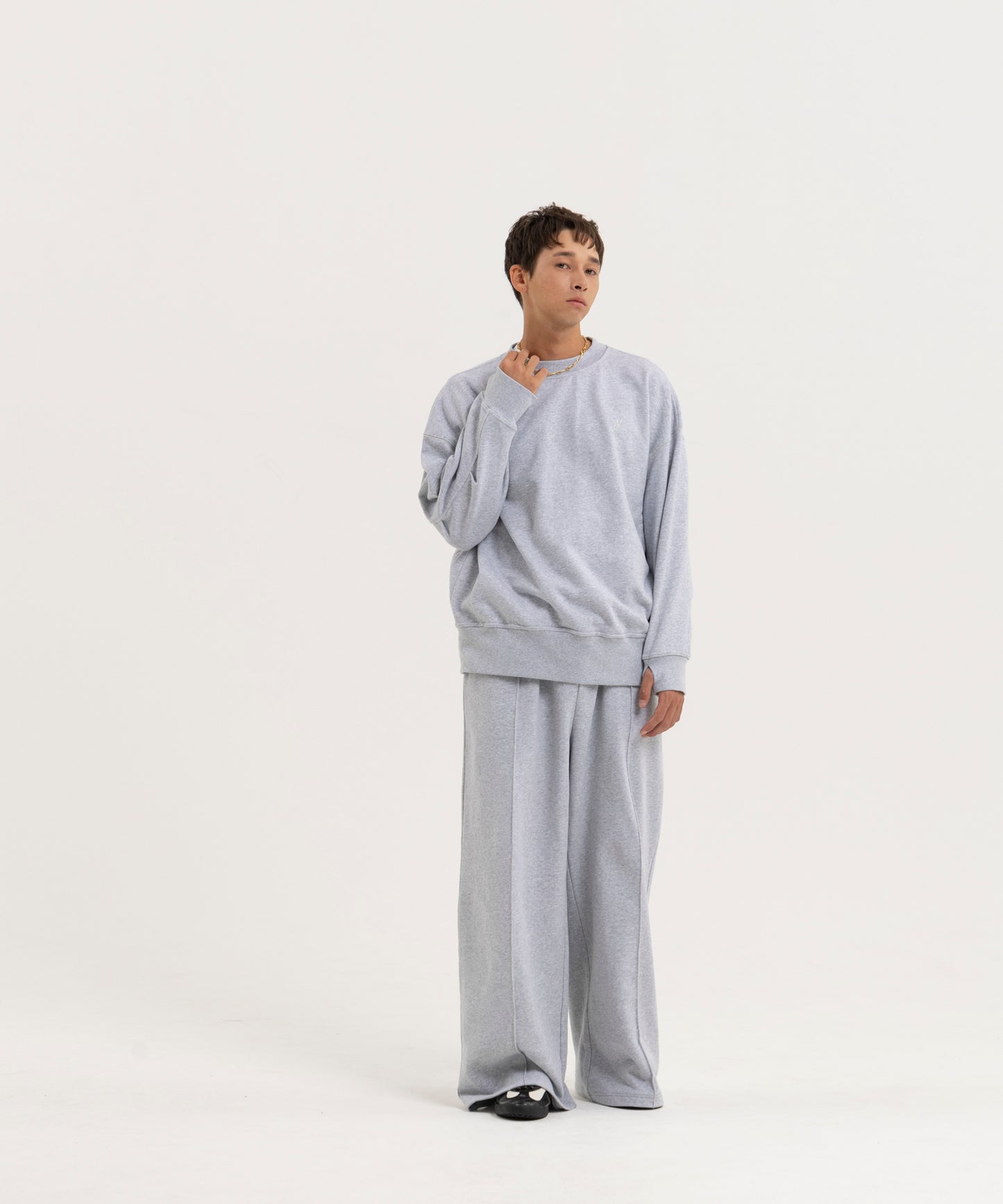 【グレー】PIN TUCK SWEAT WIDE PANTS/ピンタックスウェットワイドパンツ