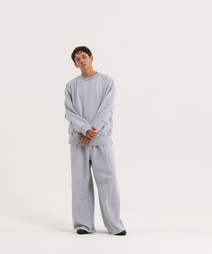 【グレー】PIN TUCK SWEAT WIDE PANTS/ピンタックスウェットワイドパンツ