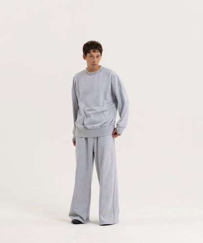 【グレー】PIN TUCK SWEAT WIDE PANTS/ピンタックスウェットワイドパンツ