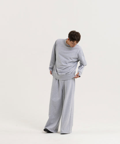 【グレー】PIN TUCK SWEAT WIDE PANTS/ピンタックスウェットワイドパンツ