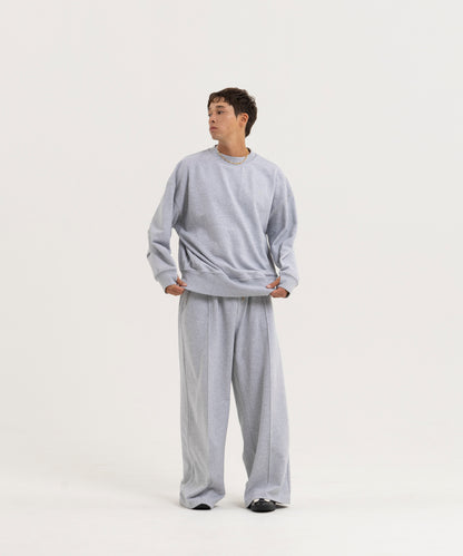 【グレー】PIN TUCK SWEAT WIDE PANTS/ピンタックスウェットワイドパンツ