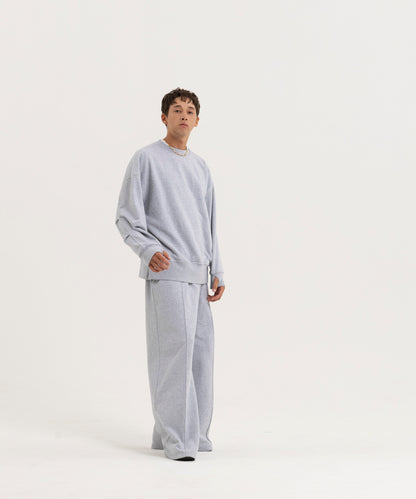 【グレー】PIN TUCK SWEAT WIDE PANTS/ピンタックスウェットワイドパンツ