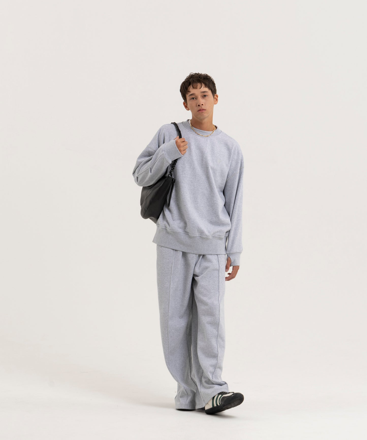 【グレー】PIN TUCK SWEAT WIDE PANTS/ピンタックスウェットワイドパンツ