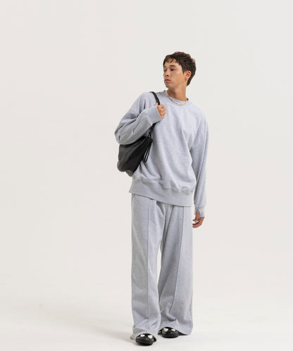 【グレー】PIN TUCK SWEAT WIDE PANTS/ピンタックスウェットワイドパンツ