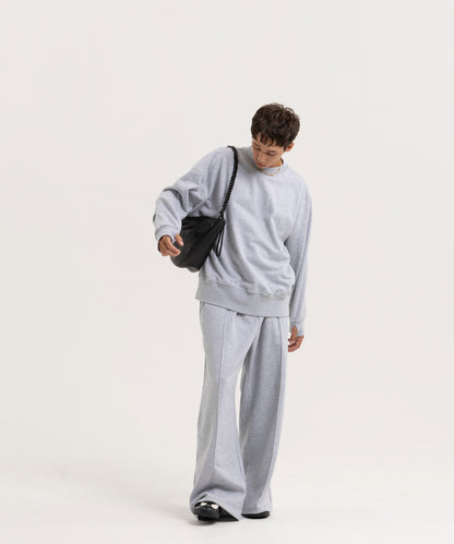 【グレー】PIN TUCK SWEAT WIDE PANTS/ピンタックスウェットワイドパンツ