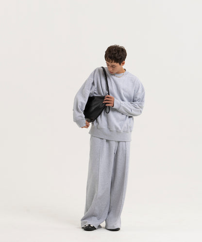 【グレー】PIN TUCK SWEAT WIDE PANTS/ピンタックスウェットワイドパンツ