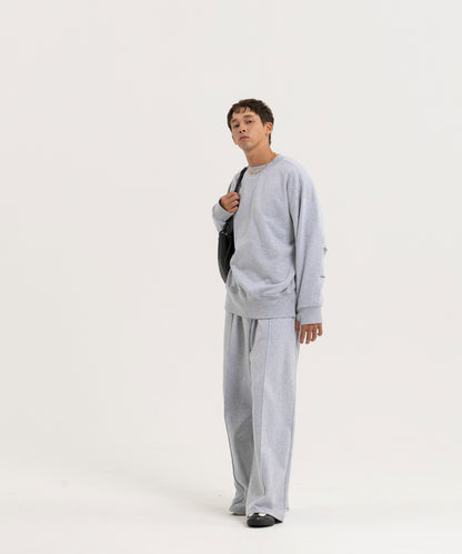 【グレー】PIN TUCK SWEAT WIDE PANTS/ピンタックスウェットワイドパンツ