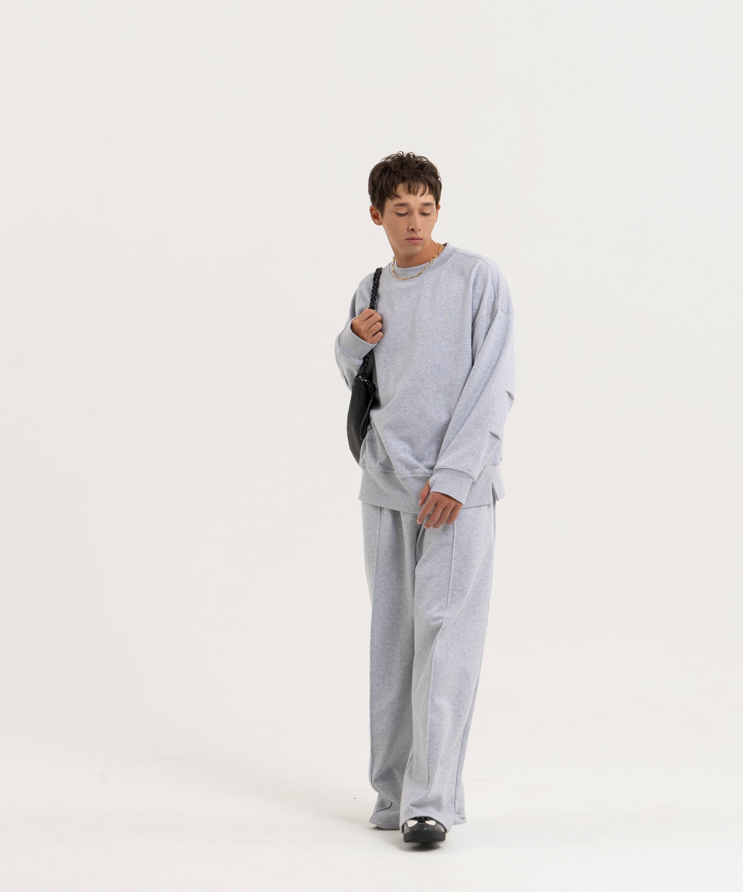 【グレー】PIN TUCK SWEAT WIDE PANTS/ピンタックスウェットワイドパンツ