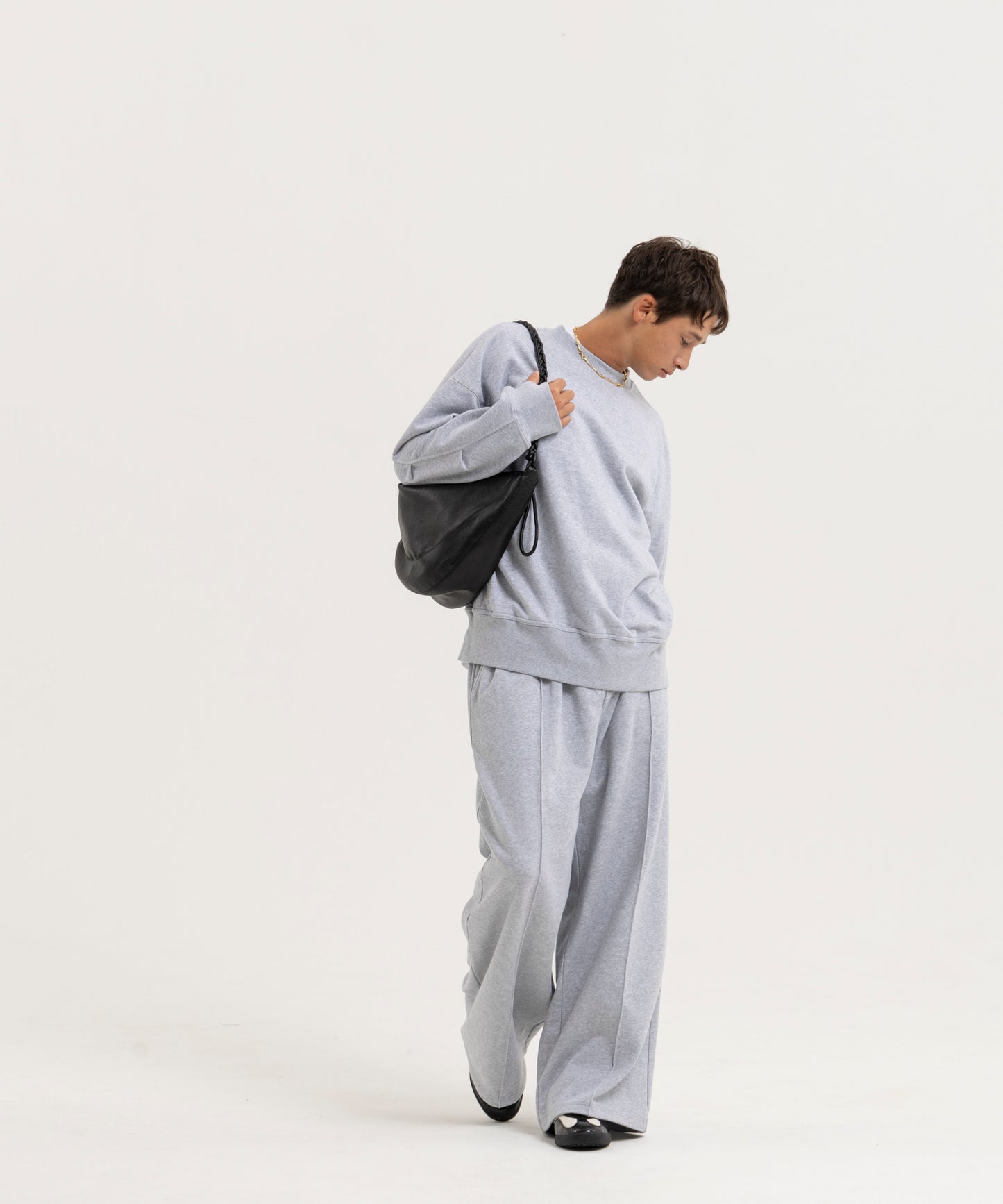 【グレー】PIN TUCK SWEAT WIDE PANTS/ピンタックスウェットワイドパンツ