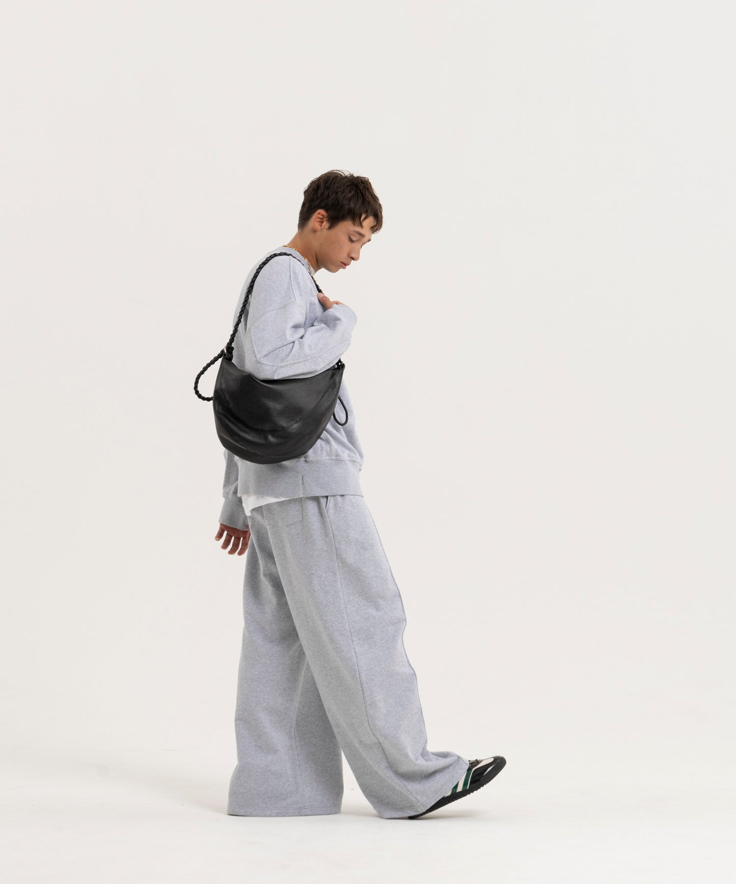 【グレー】PIN TUCK SWEAT WIDE PANTS/ピンタックスウェットワイドパンツ