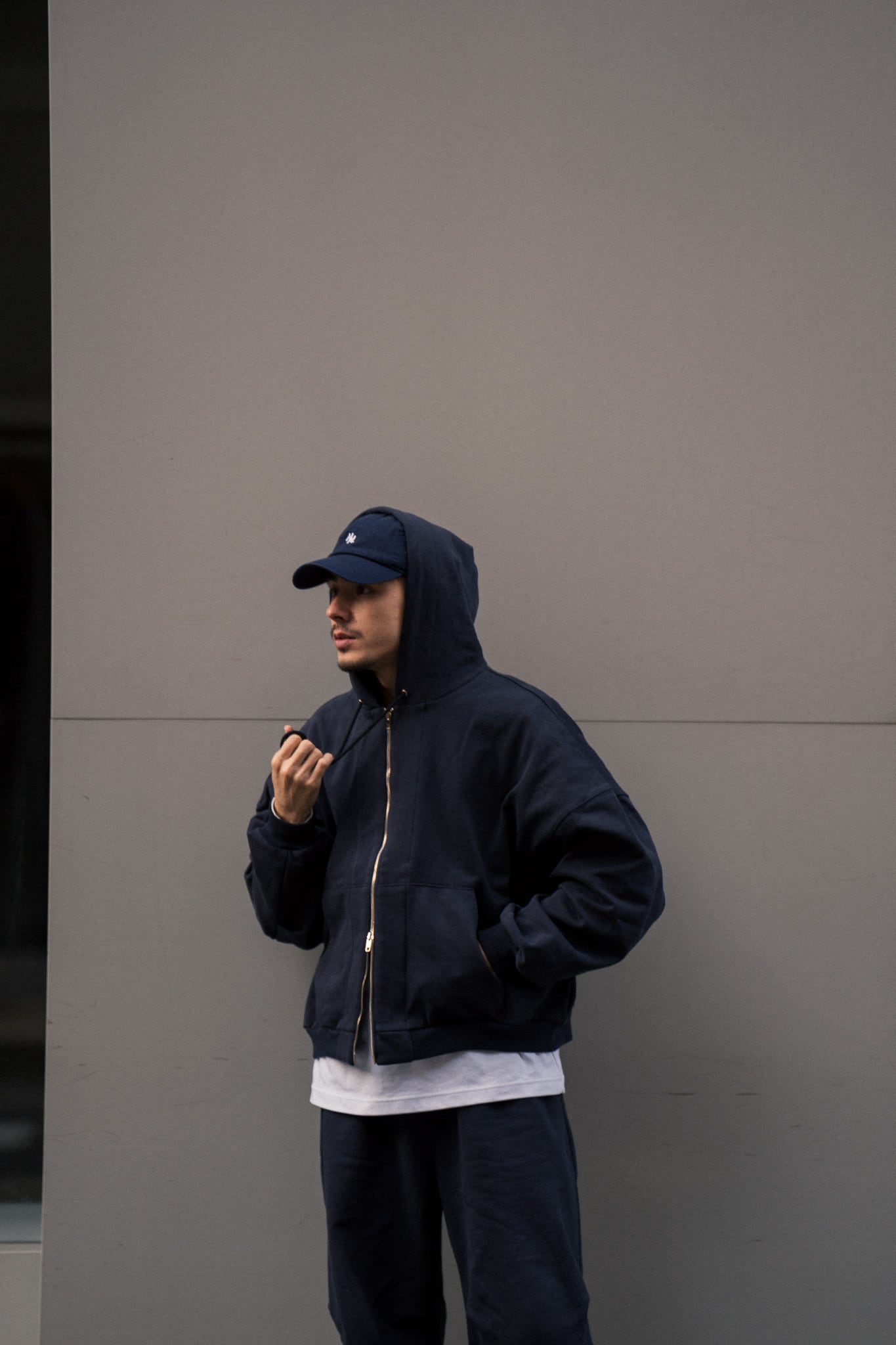 OVERSIZED DOUBLE ZIP SWEAT HOODIE　［Na.00006］