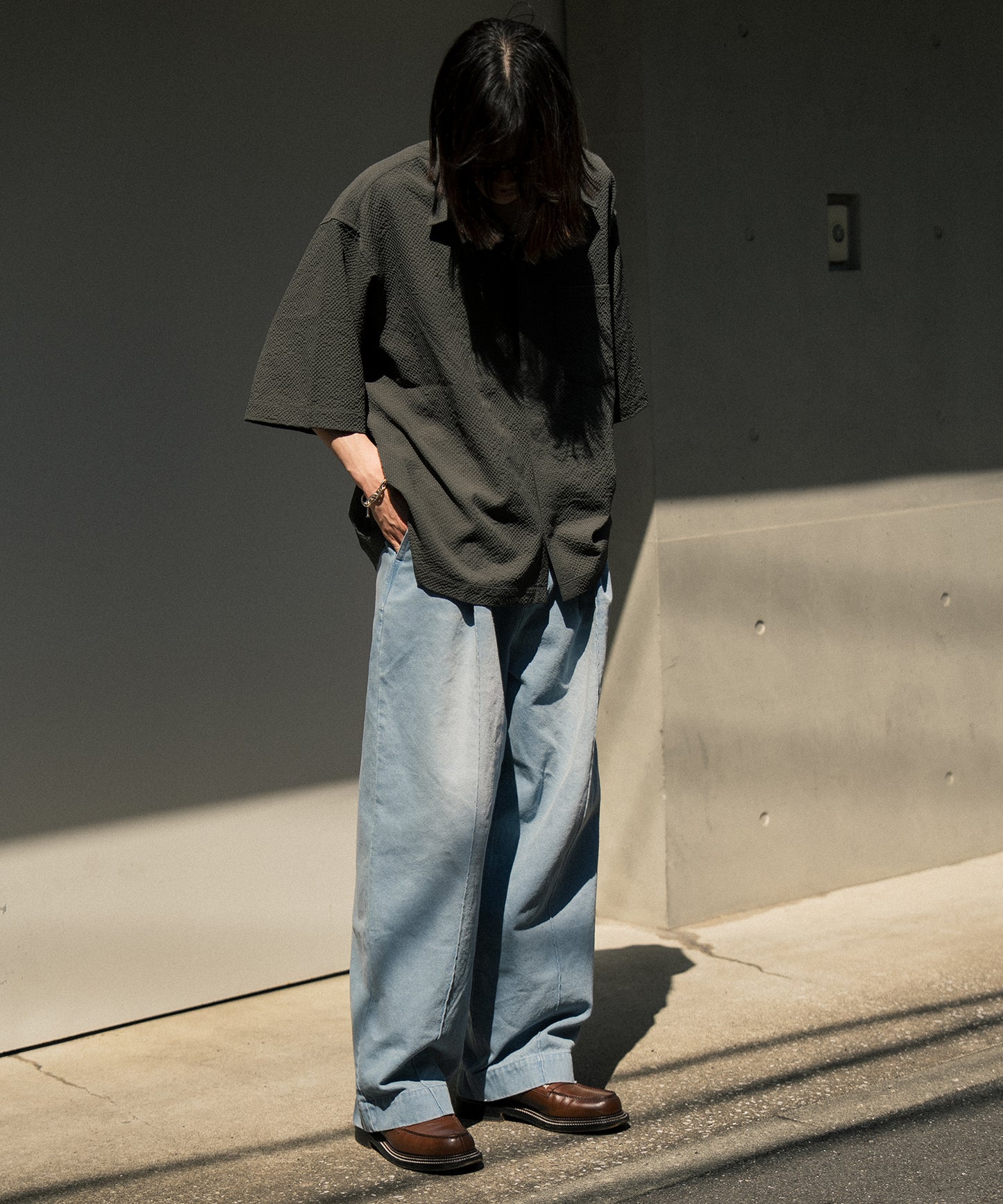 【ブルー】デニムスラックス