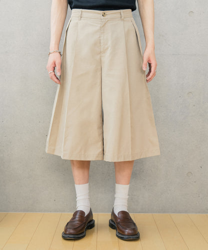 【ベージュ】タックワイドショーツ